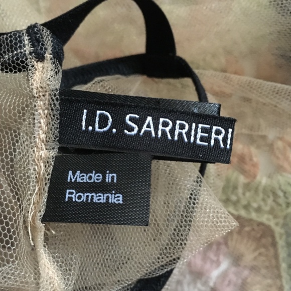 New I.D. SARRIERI Ivory Tulle Mesh Chemise w/ Black Embroidery L - Picture 5 of 7